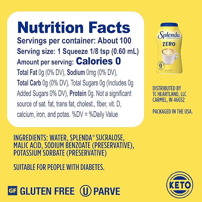 SPLENDA LIQUID Zero Calorie Sweetener drops, 1.68 Ounce Bottle (Pack of 10)