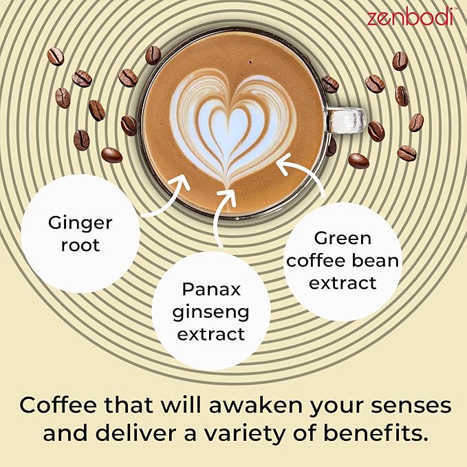 zenbodi Slim Brew French Roast Instant Coffee - 10.5 oz Superfood Coffee, Dietary Supplement, 12 Superfoods Including Maca Root, Panax Ginseng Extract, Turmeric Root, Kale Leaf, and More, 30 Servings