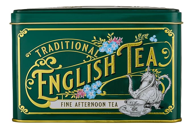 Vintage Victorian Bottle Green Tea Tin with 40 English Afternoon Teabags