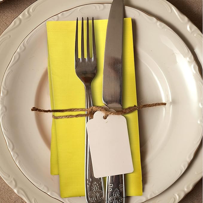 Urban Villa Cloth Napkins Set of 12 20x20 Inches 100% Cotton Napkins Cloth Washable Soft Durable Reusable Absorbent Table Dinner Napkins Cloth for Hotel Lunch Restaurant Weddings Parties-Neon Yelllow
