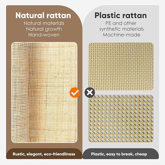 XIAO WEI Sideboard Buffet Cabinet with 2 Natural Rattan Decorated Doors, 31.5" W Accent Rattan Cabinet, Boho Credenza Storage Cabinet, for Living Room Dining Room Hallway, Metal Legs, Natural