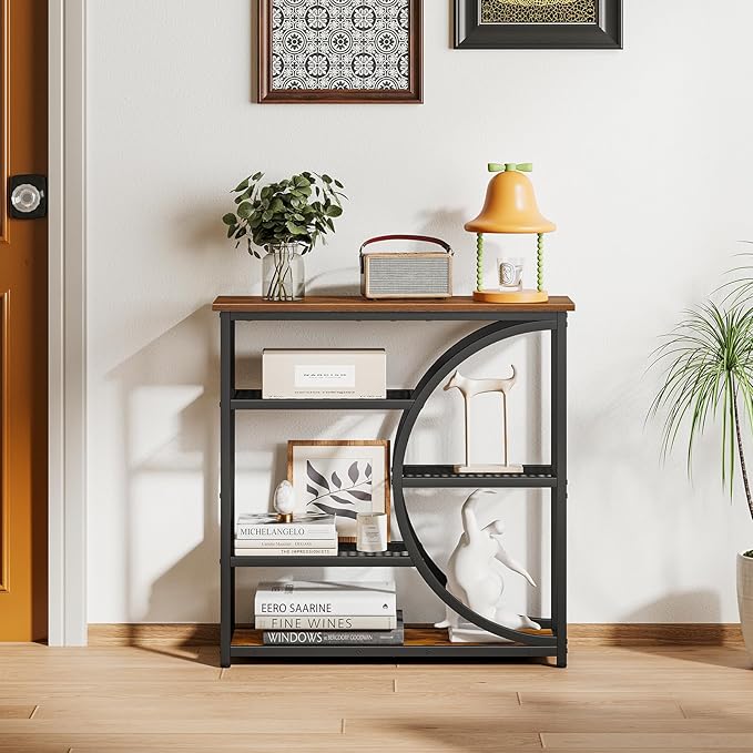 Snughome Entryway Table, Narrow Console Table, Industrial Sofa Table with 5 Tier Storage Shelves, Entrance Table for Hallway, Behind The Couch, Living Room, Foyer
