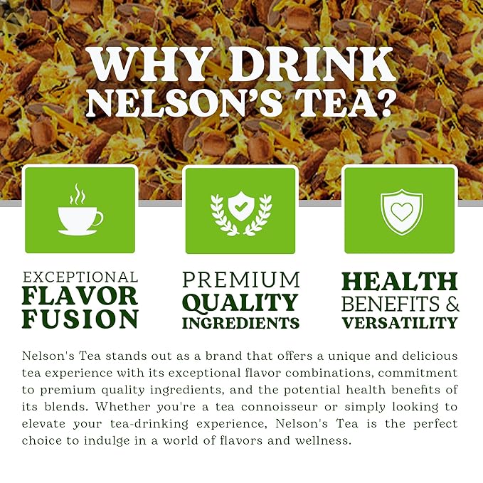 Nelson's Tea American Apple Pie - Caffeine Free, Herbal Loose Leaf Tea, Curated Blend with Cinnamon, Apple Pieces, Rooibos, and Marigold Petals - Perfect for Bedtime Brew (2 oz)