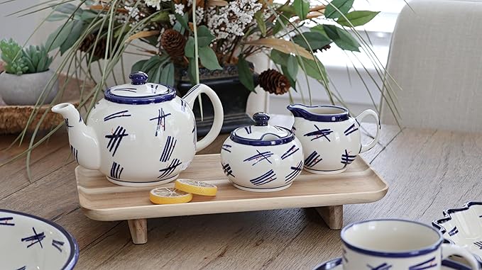Blue Rose Polish Pottery - Blue Zoe Medium Teapot - 4 Cup Capacity - Hand-Painted Polish Pottery Ceramic Coffee & Tea Server