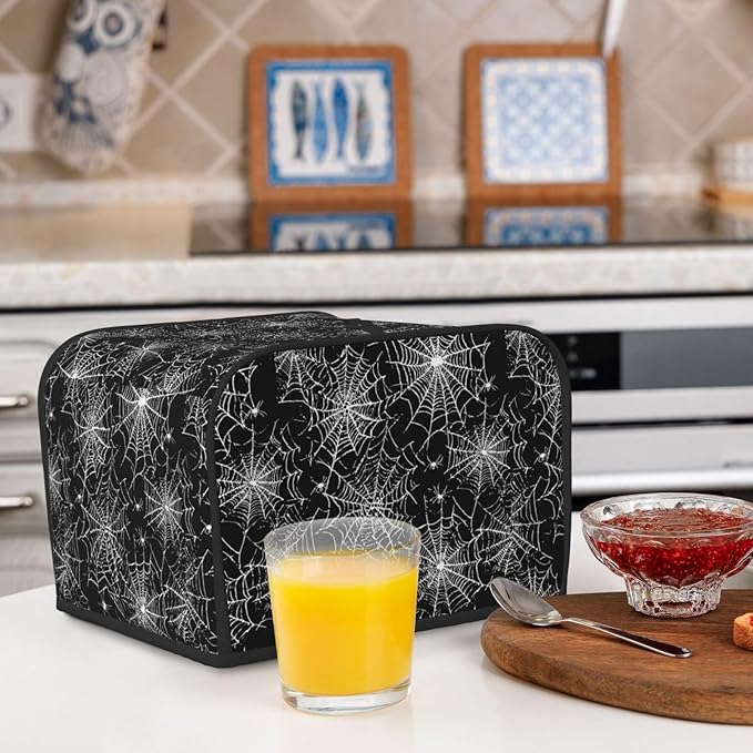 Toaster Cover 4 Slice Halloween Spider Web Pattern Kitchen Small Appliance Covers with Pockets Dust and Fingerprint Protection