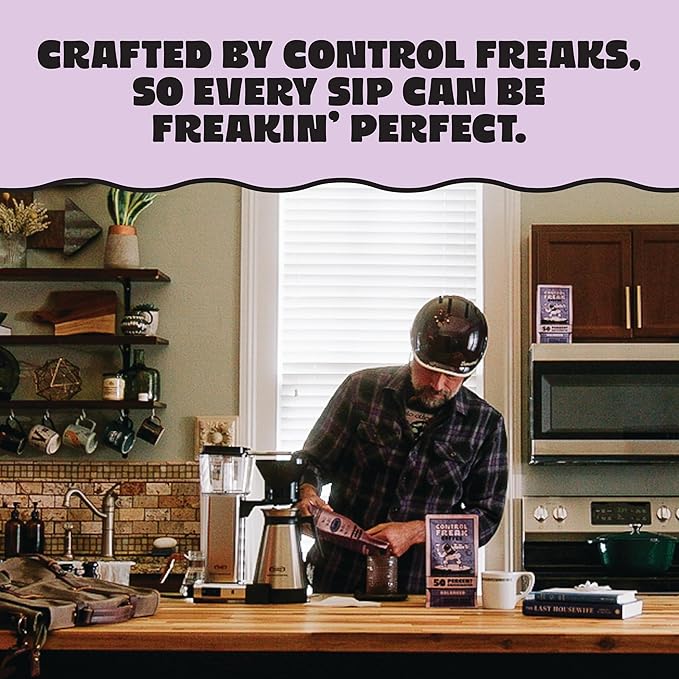 Control Freak Coffee Balanced – 50% Caffeine Whole Bean Coffee (12 Oz) | Half Caff Coffee Blend for Smooth Focus, Full Flavor for Half the Buzz | Sugarcane Decaf, Freshly Roasted Coffee Beans