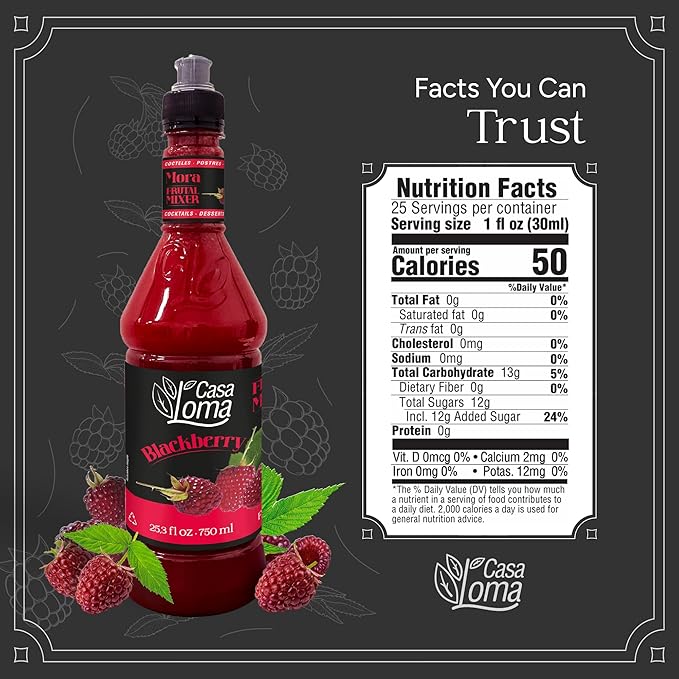 Casa Loma Premium Black Berry Syrup – 750 ml Authentic Colombian Gourmet Artisan Crafted Syrup Sauce for Beverages, Desserts, Cooking & Mixology, Made with Real Fruit, Vegan, Non-GMO, and Gluten-Free