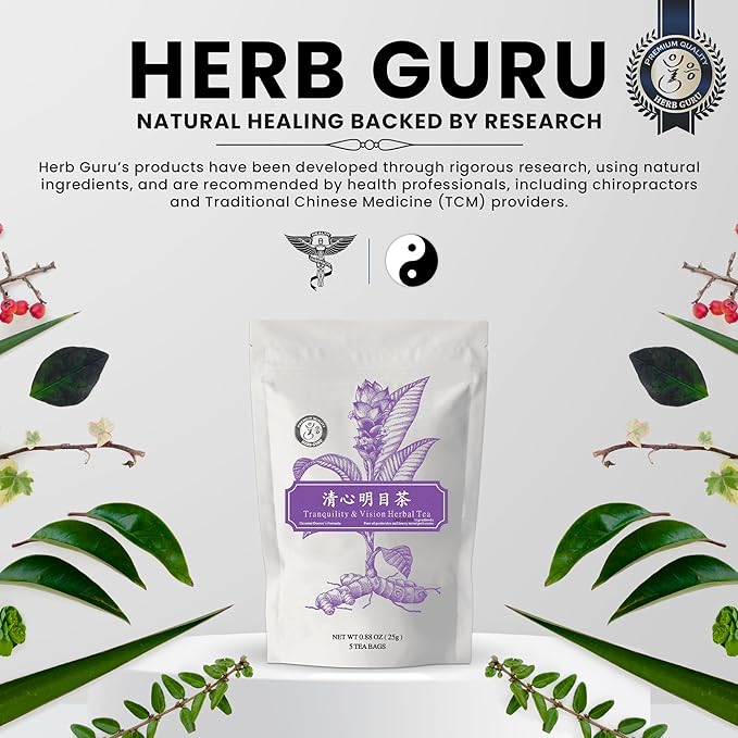Tranquility & Vision Herbal Tea Blend with Dried Jujube Fruit, Goji Berry, Chrysanthemum Flower & Nelumbo Nucifera Seed | Relaxing Tea Bags | Premium Herbal Teabags & Gentle Sleepytime Teabags