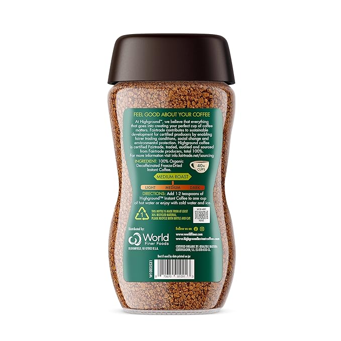 Highground Organic Instant, Decaf Coffee, 3.53 Oz