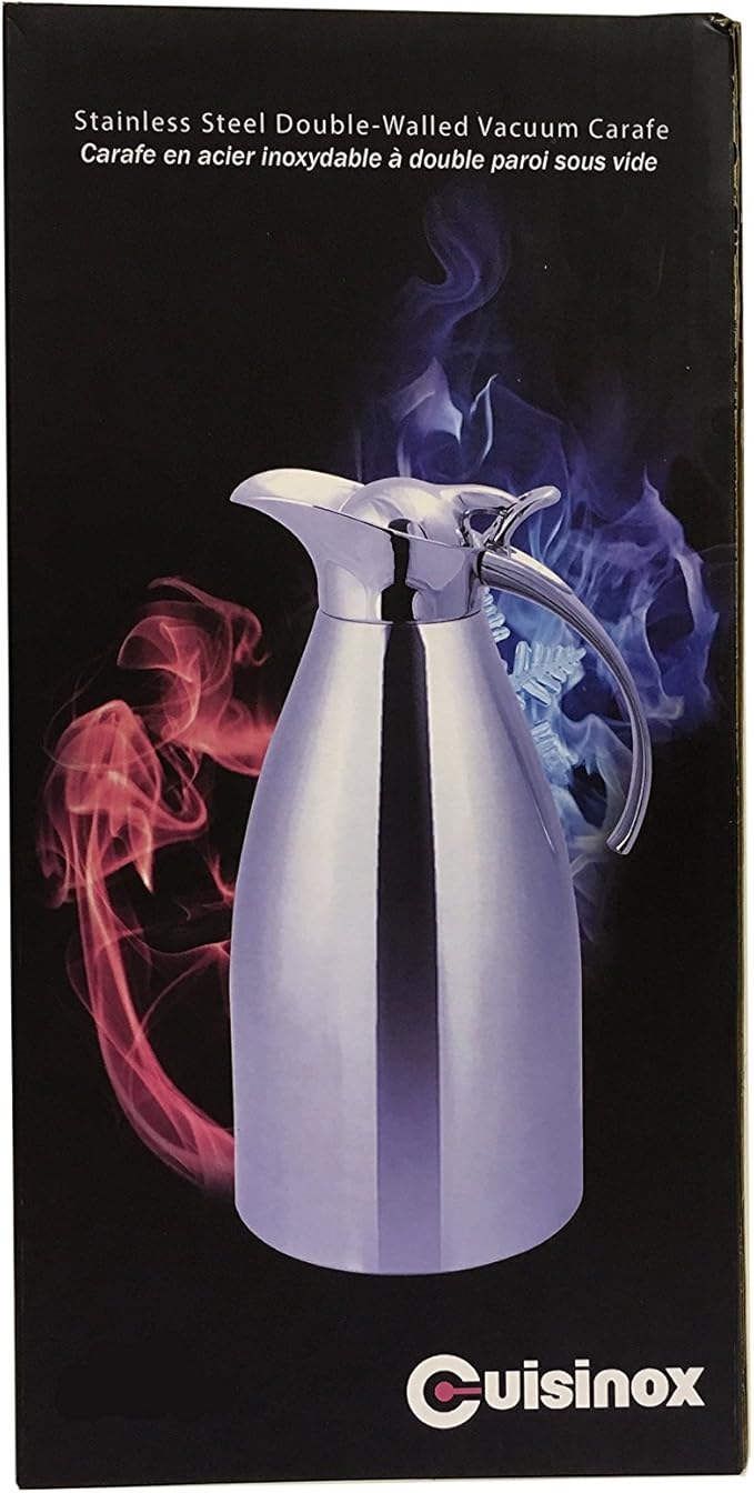 Cuisinox Stainless Steel Thermal Coffee Carafe, Vacuum Insulated for Hot or Cold Beverages, 9.75" High