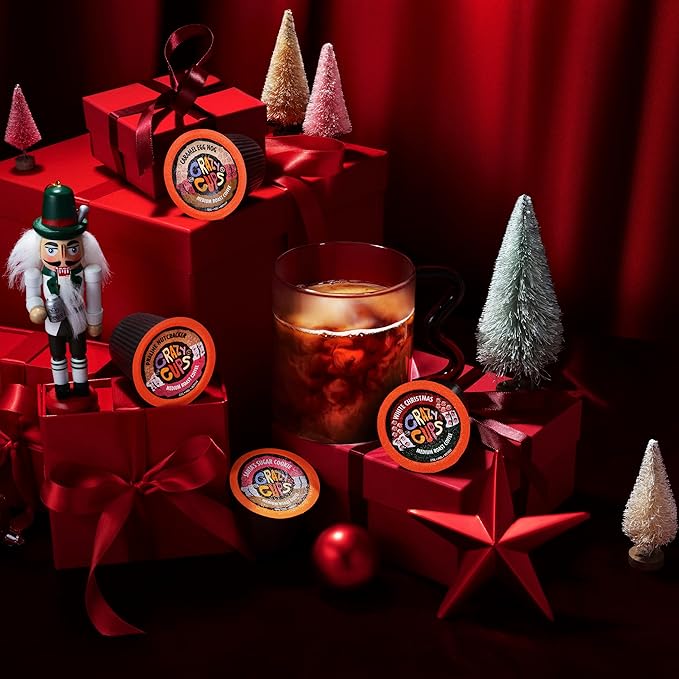 Crazy Cups Christmas Coffee Pods Variety Pack, Holiday Sampler of Single Serve Assorted Flavored Pods For Keurig K Cup Machines, 30 Count - Great Holiday Coffee Gift