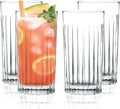 Barski Highball Glass - Drinking Glasses - Set of 4 - Hiball Tumblers - Glass Crystal Tumbler - for Water, Juice, Beer, Mixed Cocktails, Mojito Glass, Tom Collins Bar Glassware, 15 oz, Made in Europe