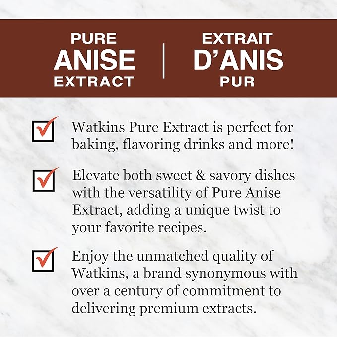 Watkins Pure Anise Extract, Non-GMO, Kosher, 2 oz. Bottle, 1-Pack