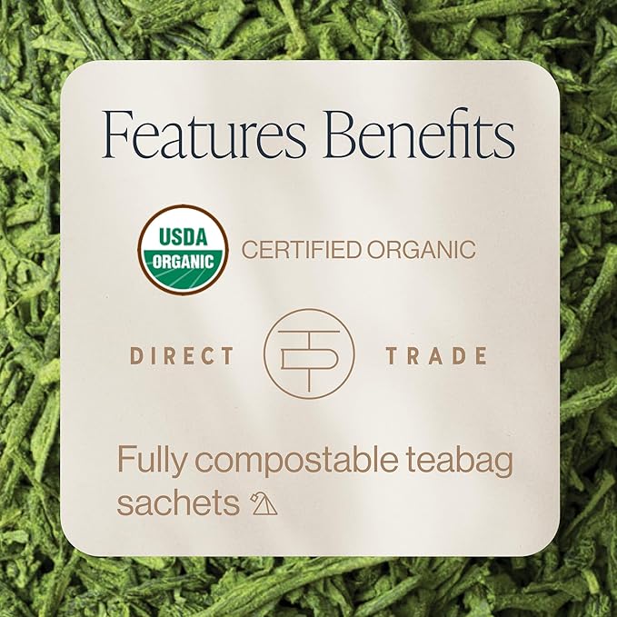 Rishi Tea Matcha Super Green Japanese Tea - Organic, Caffeinated Sachet Bags, Umami, Antioxidant Rich Sencha & Matcha Blend - 15 Count (Pack of 6)