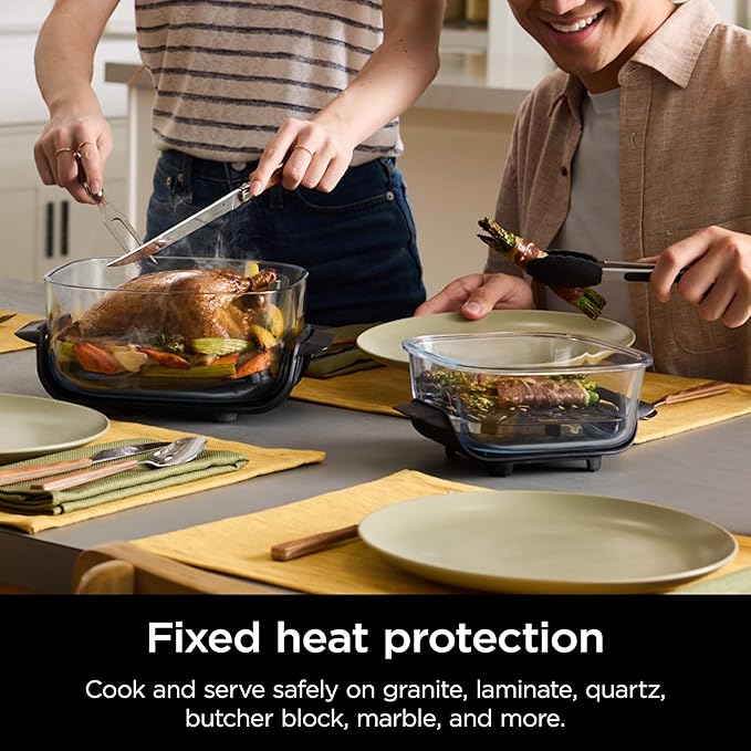 Ninja Crispi 5-in-1 Portable Glass Air Fryer, 4-QT, 2.5-QT & 6-Cup Glass Containers with Crisper Plates & Storage Lids, Microwave, Freezer & Dishwasher Safe, British Racing Green, FN103BF