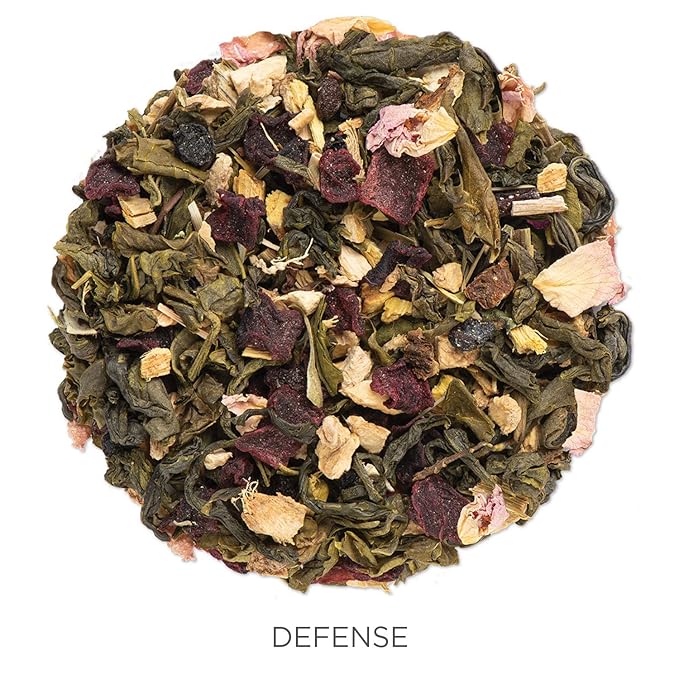 Tea Forte Defense Premium Organic Loose Leaf Caffeinated Green Tea Blend Canister, Makes 35-50 Cups