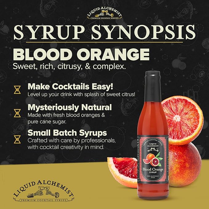 Liquid Alchemist Blood Orange Syrup for Cocktails - Real Ingredients Make our Blood Orange Puree a Perfect Margarita Mixer - Non-GMO Sour Mix (12.7 oz)