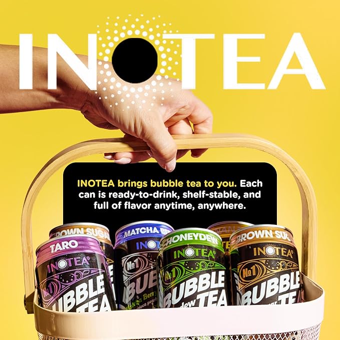 Inotea Bubble Tea with Tapioca Pearls - Delicious, Instant Boba Tea - Ready-to-Drink Black Milk Tea - Comes in Large 16.6 oz Cans - Enjoy Real Boba Without the Long Lines - Banana - 12 pack