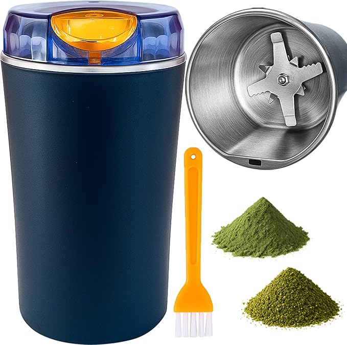 Electric Herb & Spice Grinder – One-Touch Stainless Steel Grinder for Herbs, Spices, Coffee, Nuts, Seeds – Powerful 30000 RPM Motor, Stainless Steel Blades, Cleaning Brush Included