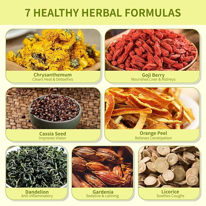 Dandelion Wolfberry Tea Bags, Natural Kidneys & Liver Health Tea with Dandelion, Chrysanthemum, Wolfberry, Cassia Seed, Licorice, Orange Peel, Gardenia, Dandelion Root Tea (1 Pack/12 Bags)