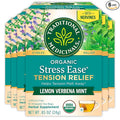 Traditional Medicinals Organic Stress Ease Tension Relief Tea, Lemon Verbena Mint, 96 Count (Pack of 6)