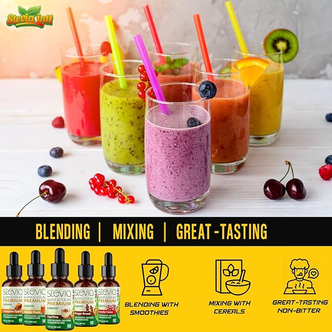 Stevia Intl - Holiday & Seasonal Special (Pack of 5). Premium Stevia Drops with 5 Flavors in Glass Bottles. 100% All-Natural Sweet, Non-Bitter, NON-GMO, Diabetic & Keto Friendly (1oz)