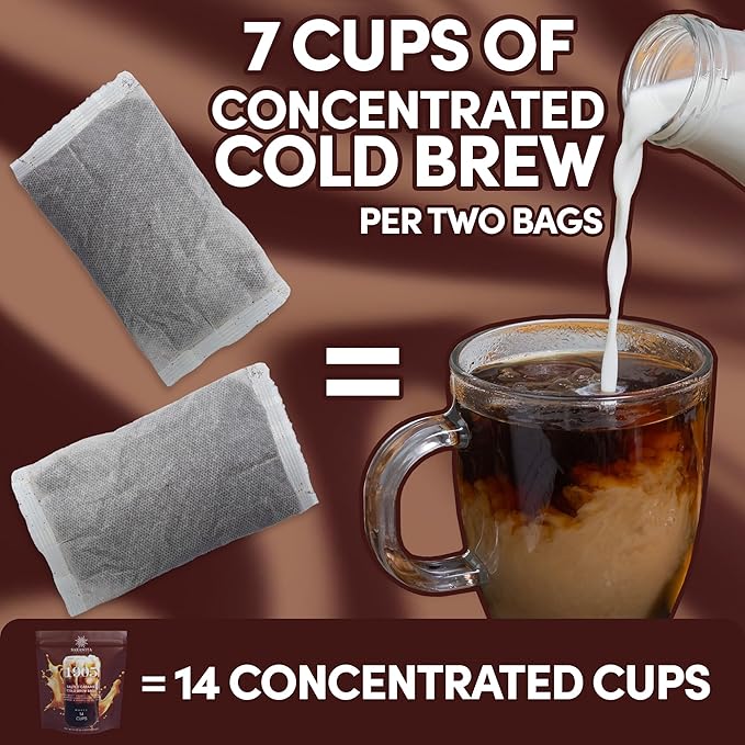 Sarasota Coffee 1905 Cold Brew Coffee Bags | Salted Caramel | Blonde-Medium Roast | Smooth & Low Acid | Ground Filter Packs | Cold Brew Kit Makes 14 Cups | Creamy Caramel & Sea Salt Notes