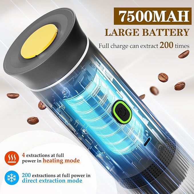 Portable Espresso Maker, Travel Coffee Maker for camping, Portable Espresso Machine with USB-C, 3-in-1 Small Espresso Machine with Ground Coffee & Capsules (NS＆DG) for RV (Warm Gray(One Battery))
