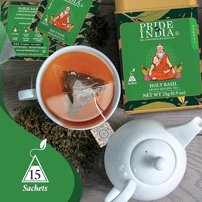 Pride Of India - Natural Holy Basil (Divine Healing Tea), PACK of 1-15 Tea Bags