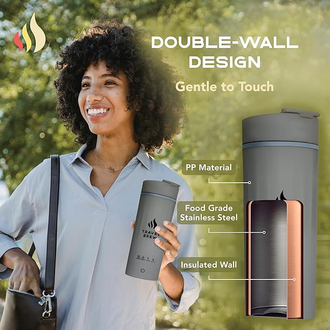 Portable Travel Kettle with Tea Infuser- Mini Electric Kettle with 4 Temperature Settings, with Auto Shut-Off & Boil Dry Protection (Gray)