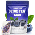 Total Tea SIimming Detox Tea Caffeine Free - 25 Day Detox - Herbal Tea with Chamomile, Hibiscus Tea & Ginger Root for Colon Cleanse – Natural Bluebberry Fruit Tea