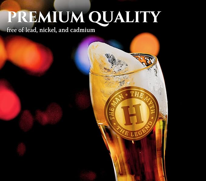 Personalized Beer Glass for Men, Funny Custom Alcohol Gifts for Beer Lovers, Unique Birthday Christmas Gifts for Him, the Man the Myth the Legend, L