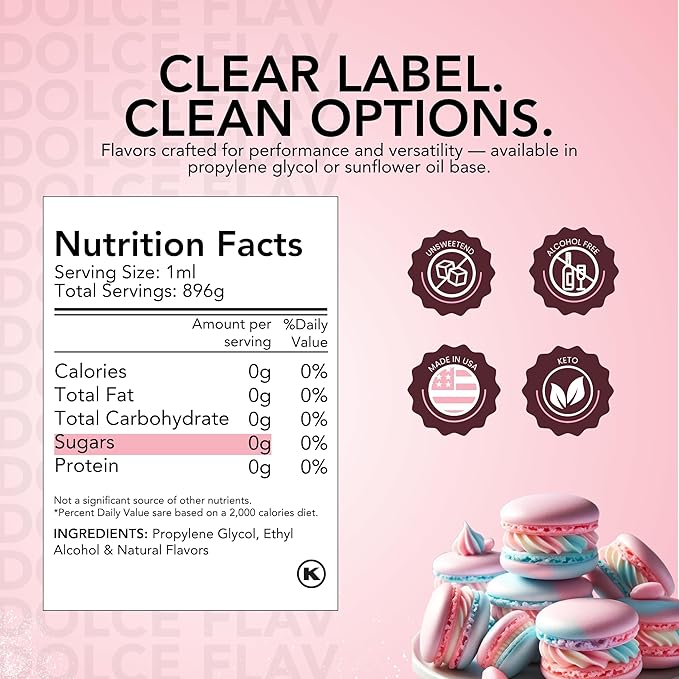 Dolce Flav Cotton Candy Extract – 32 Ounce Water-Soluble Kosher, Sugar-Free, Concentrated Carnival-Style Flavoring for Baking, Frostings & Drinks