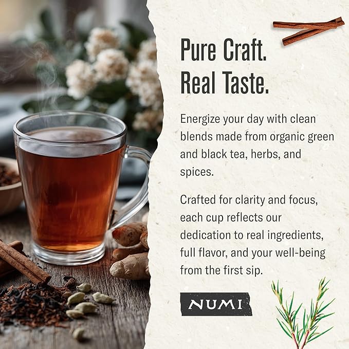 Numi Organic Rooibos Chai Tea Loose Leaf, Caffeine-Free Chai Tea with Spices, 16 oz Bulk Pouch, Herbal Tea, Smooth Bold Flavor Brews 200 Cups