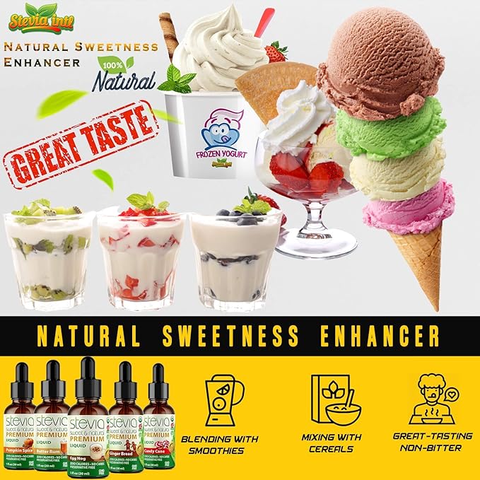 Stevia Intl - Holiday & Seasonal Special (Pack of 5). Premium Stevia Drops with 5 Flavors in Glass Bottles. 100% All-Natural Sweet, Non-Bitter, NON-GMO, Diabetic & Keto Friendly (1oz)