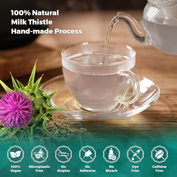 Lavitali, Milk Thistle Tea Bags | 120 bags, 100% Pure Herbal Tea | Caffeine-Free, Antioxidant-Rich, Eco-Friendly Filter Bags | Daily Natural Botanical, Hot or Iced Herbal Infusion