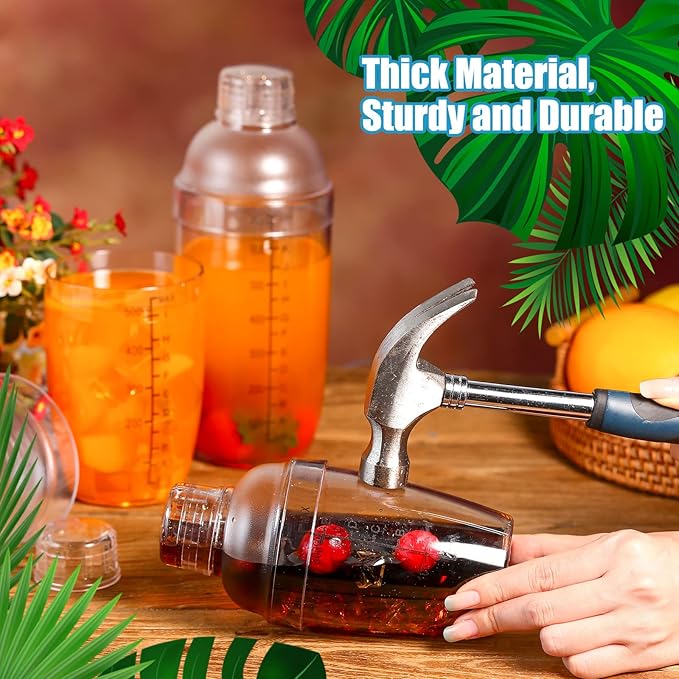 Lallisa 12 Pcs Plastic Cocktail Shaker Drink Mixer with Scales and Strainer Top Clear Shaker Cup with Measurement Plastic Bar Mixing Tool for Tea Coffee Bubble Tea Milk(350 Cc/ 12 oz)