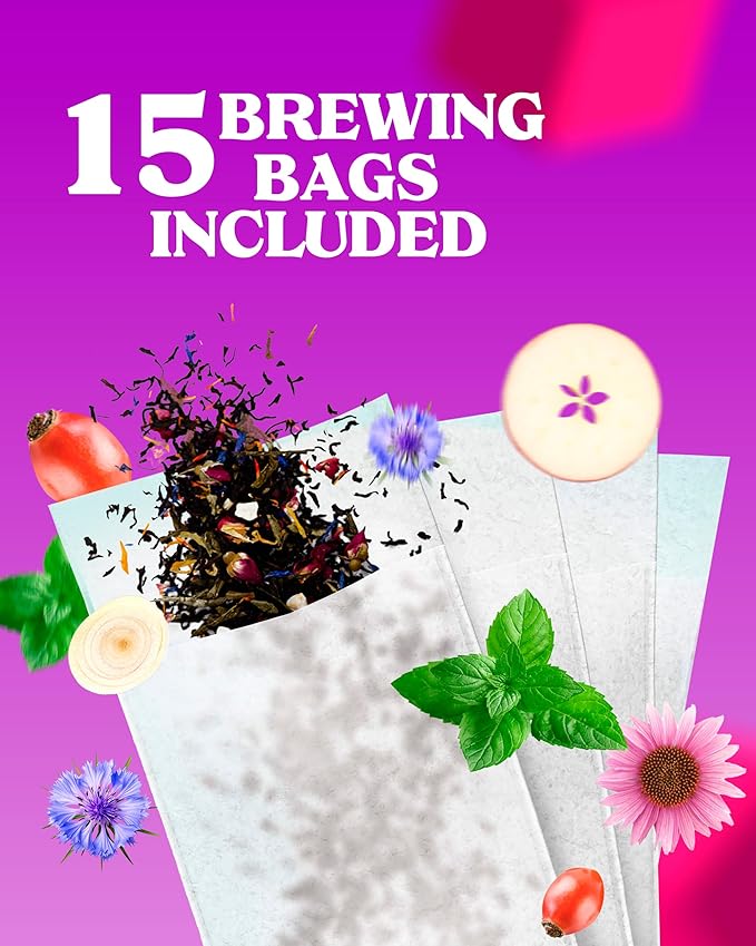 LOVARE Alpine Herbs Loose Leaf Tea 80 g - Made in Ukraine – Herbal tea blend, Lemongrass, Chamomile Flowers, Rose Hips, Orange Peel and Blossom, Blackberry Leaves, and More with 15 Paper Filters