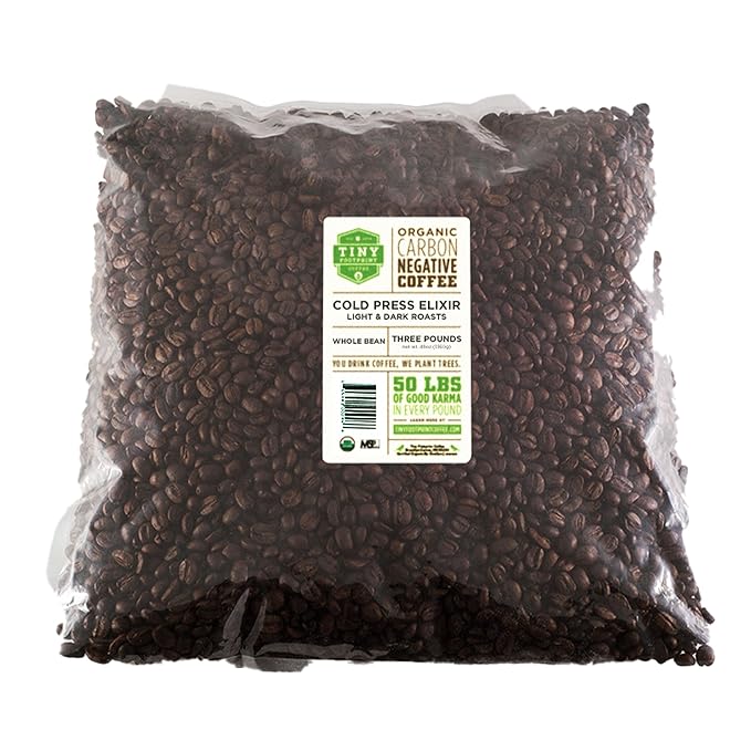 Tiny Footprint Coffee - Organic Cold Press Elixir Cold Brew | Blend of Light & Dark Roasts, Whole Bean Coffee | Fair Trade, Shade Grown & Carbon Negative | 3 Pounds