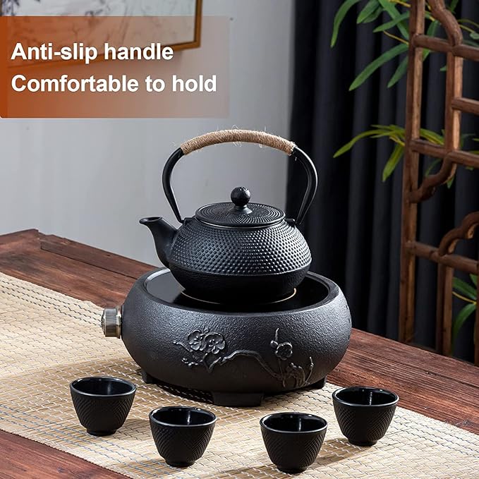 PARACITY Cast Iron Teapot Japanese Tetsubin Coated with Stainless Steel Infuser, Stovetop Tea Kettle for Boiling Hot Water Tea, Mothers Day Gifts from Daughter/Son 30.5 OZ /900 Ml