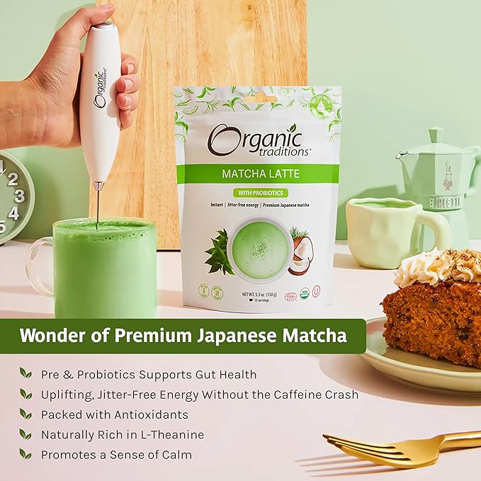 Organic Traditions Matcha Latte Green Tea Powder | Premium Authentic Japanese Matcha | Sourced in Japan | 150g/5.3oz Bag
