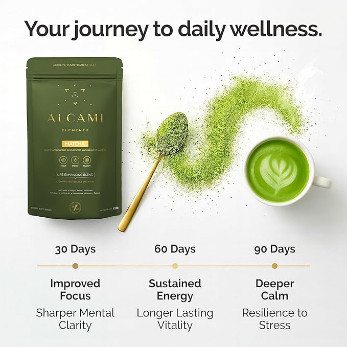 Matcha Mushroom Coffee Superfood Blend, 10X Concentrated Extract, with Lion's Mane, Reishi & Cordyceps, Energy & Focus Support, 30 Servings, Premium Supplement Powder