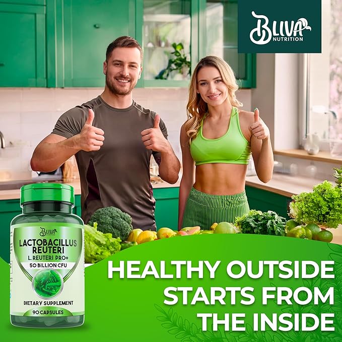 BLIVA Lactobacillus Reuteri Capsules – L Reuteri - 50 Billion CFU per Serving - Highest CFU Count L Reuteri Supplement - 90 Capsules