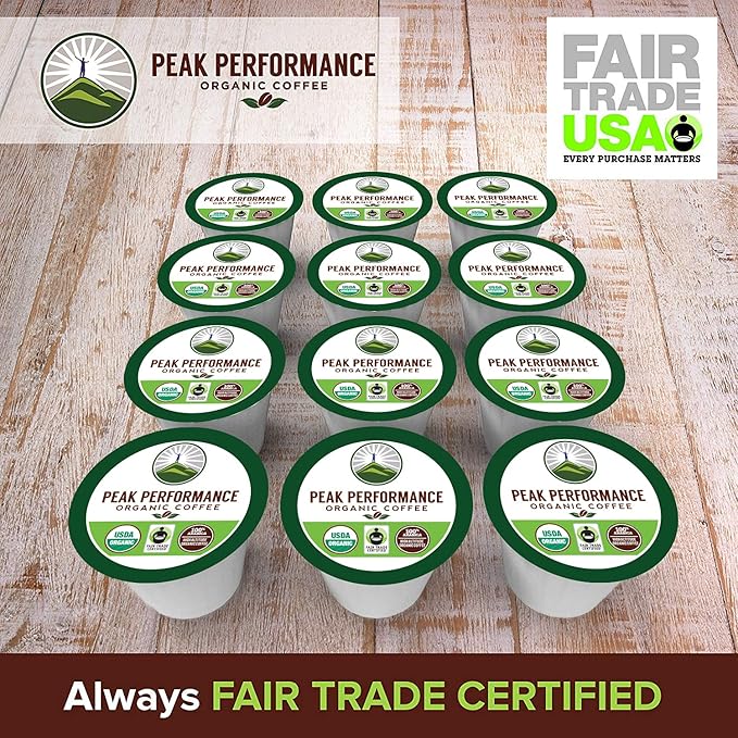 USDA Organic Coffee Pods. Compatible With K-CUP And Keurig Machines. High Altitude USDA Organic Coffee. Fair Trade Low Acid Beans Medium Roast Single Serve 96 Count Recyclable Cups For High Performers