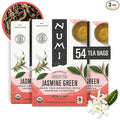 Numi Organic Green Tea with Jasmine, 54 Green Tea Bags Scented with Real Jasmine Flowers, Micro-Plastic Free Compostable Bags