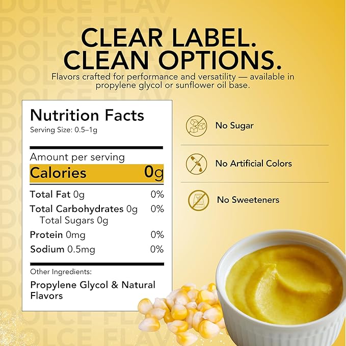 Dolce Flav Natural Sweet Corn Extract – 8 Ounce Water-Soluble Kosher, Sugar-Free, Concentrated Savory-Sweet Flavor for Baking, Cornbread & Ice Cream, Includes Measured Dropper