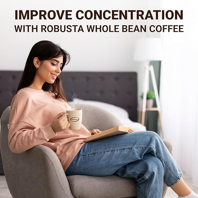 doanhdang - 35 Oz Premium Robusta Whole Bean Coffee, 100% Robusta Medium Roast, Rich Flavor for Espresso Shot and Brew, Origin from Vietnam, Whole Med Roast Beans