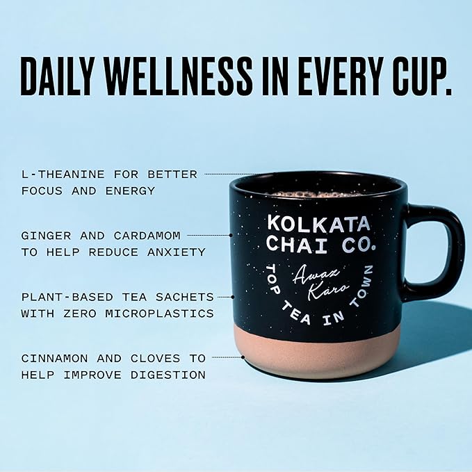 Kolkata Chai - Rose Chai Tea Bag, 45 Count, Premium Assam Black Tea and Spices, Compostable Tea Bags, Vegan, All Natural