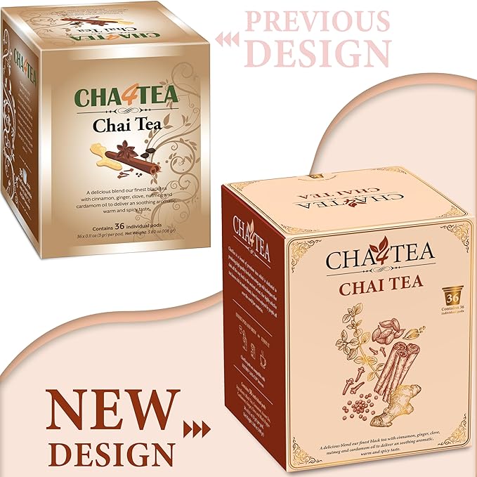 Cha4TEA 36-Count Chai Black Tea Pods for Keurig K-Cup Brewers