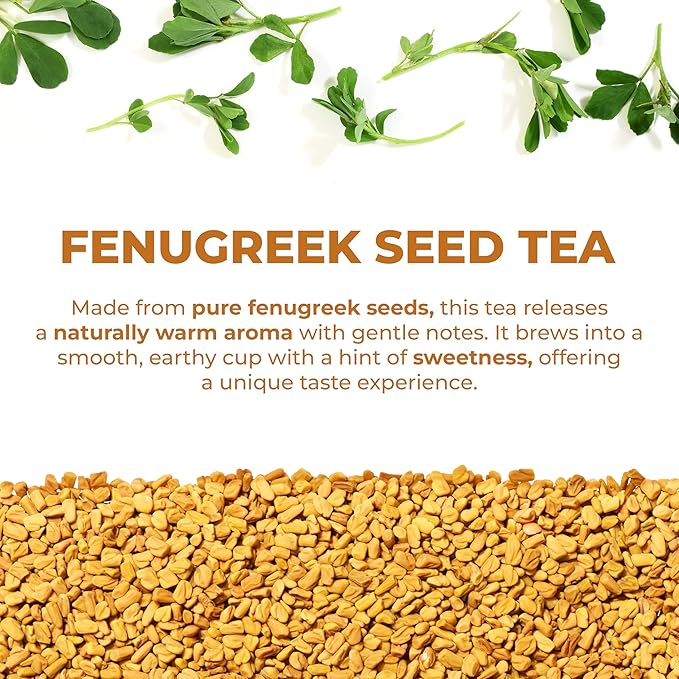 LeafLea 40 Natural Fenugreek Seed Tea Bags, 100% Pure from Fenugreek Seeds, Herbal Tea Infusion, Fenogreco Tea with Distinct Aroma and Smooth Flavor, Caffeine-Free, Individually Wrapped for Freshness